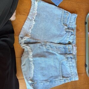 American Apparel Blue Jean Shorts Distressed Frayed Hem